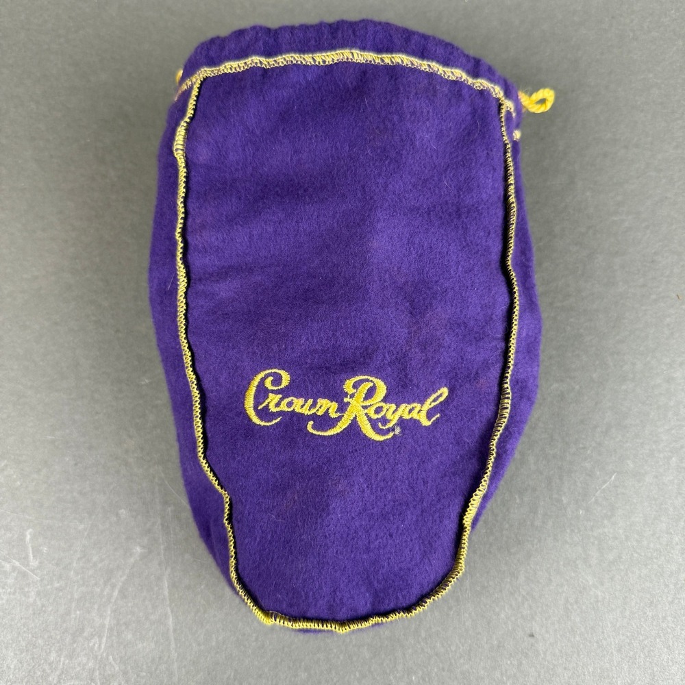 Crown Royal Purple Drawstring Bag Gold Embroidery Felt Pouch E